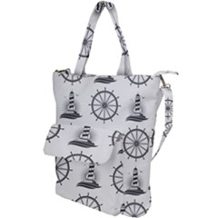 Marine-nautical-seamless-pattern-with-vintage-lighthouse-wheel Shoulder Tote Bag