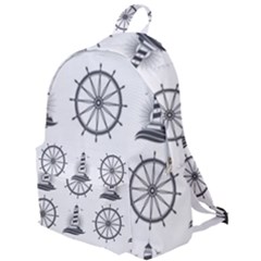 Marine-nautical-seamless-pattern-with-vintage-lighthouse-wheel The Plain Backpack by Jancukart