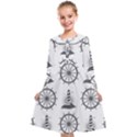 Marine-nautical-seamless-pattern-with-vintage-lighthouse-wheel Kids  Midi Sailor Dress View1