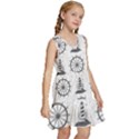 Marine-nautical-seamless-pattern-with-vintage-lighthouse-wheel Kids  Sleeveless Tiered Mini Dress View3