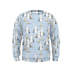 Cute-seagulls-seamless-pattern-light-blue-background Kids  Sweatshirt