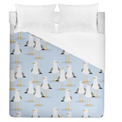 Cute-seagulls-seamless-pattern-light-blue-background Duvet Cover (queen Size) by Jancukart