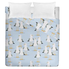 Cute-seagulls-seamless-pattern-light-blue-background Duvet Cover Double Side (queen Size) by Jancukart