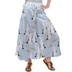 Cute-seagulls-seamless-pattern-light-blue-background Satin Palazzo Pants