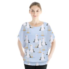 Cute-seagulls-seamless-pattern-light-blue-background Batwing Chiffon Blouse