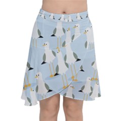 Cute-seagulls-seamless-pattern-light-blue-background Chiffon Wrap Front Skirt