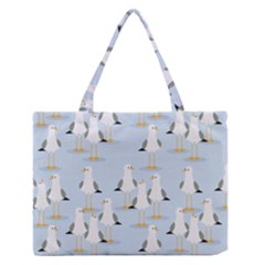 Cute-seagulls-seamless-pattern-light-blue-background Zipper Medium Tote Bag