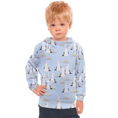 Cute-seagulls-seamless-pattern-light-blue-background Kids  Hooded Pullover