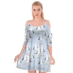 Cute-seagulls-seamless-pattern-light-blue-background Cutout Spaghetti Strap Chiffon Dress