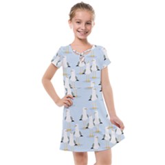 Cute-seagulls-seamless-pattern-light-blue-background Kids  Cross Web Dress