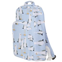 Cute-seagulls-seamless-pattern-light-blue-background Double Compartment Backpack