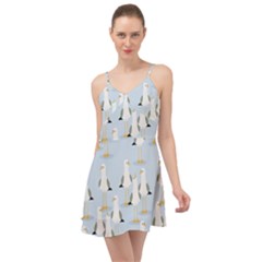 Cute-seagulls-seamless-pattern-light-blue-background Summer Time Chiffon Dress