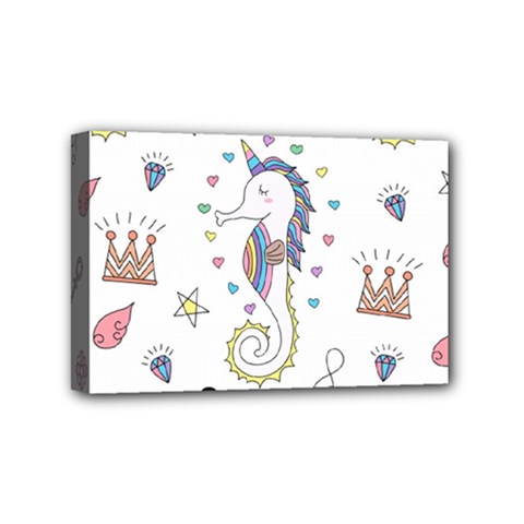 Seamless-pattern-cute-unicorn-cartoon-hand-drawn Mini Canvas 6  X 4  (stretched)