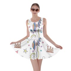 Seamless-pattern-cute-unicorn-cartoon-hand-drawn Skater Dress by Jancukart