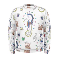 Seamless-pattern-cute-unicorn-cartoon-hand-drawn Men s Sweatshirt