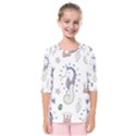 Seamless-pattern-cute-unicorn-cartoon-hand-drawn Kids  Quarter Sleeve Raglan Tee View1