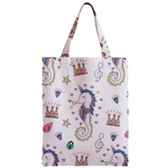 Seamless-pattern-cute-unicorn-cartoon-hand-drawn Zipper Classic Tote Bag