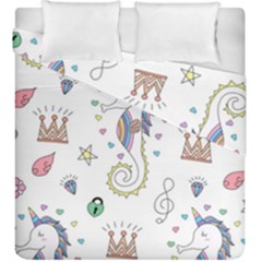 Seamless-pattern-cute-unicorn-cartoon-hand-drawn Duvet Cover Double Side (king Size)