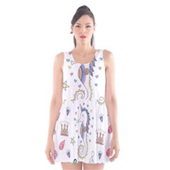 Seamless-pattern-cute-unicorn-cartoon-hand-drawn Scoop Neck Skater Dress by Jancukart