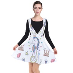 Seamless-pattern-cute-unicorn-cartoon-hand-drawn Plunge Pinafore Dress