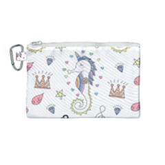 Seamless-pattern-cute-unicorn-cartoon-hand-drawn Canvas Cosmetic Bag (medium)