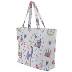 Seamless-pattern-cute-unicorn-cartoon-hand-drawn Zip Up Canvas Bag