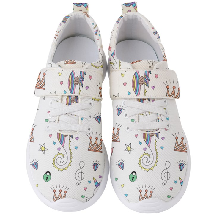 Seamless-pattern-cute-unicorn-cartoon-hand-drawn Men s Velcro Strap Shoes