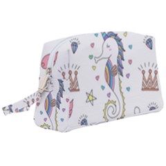 Seamless-pattern-cute-unicorn-cartoon-hand-drawn Wristlet Pouch Bag (large) by Jancukart