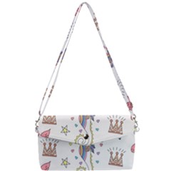 Seamless-pattern-cute-unicorn-cartoon-hand-drawn Removable Strap Clutch Bag