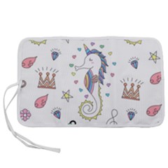 Seamless-pattern-cute-unicorn-cartoon-hand-drawn Pen Storage Case (l)