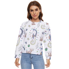 Seamless-pattern-cute-unicorn-cartoon-hand-drawn Women s Long Sleeve Raglan Tee