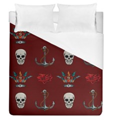 Tattoo-old-school-background-pattern Duvet Cover (queen Size)