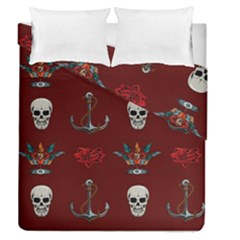 Tattoo-old-school-background-pattern Duvet Cover Double Side (queen Size)