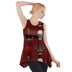 Tattoo-old-school-background-pattern Side Drop Tank Tunic