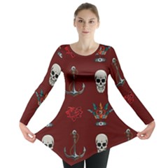 Tattoo-old-school-background-pattern Long Sleeve Tunic 