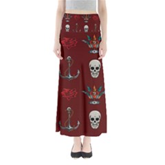 Tattoo-old-school-background-pattern Full Length Maxi Skirt