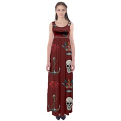 Tattoo-old-school-background-pattern Empire Waist Maxi Dress