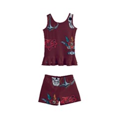 Tattoo-old-school-background-pattern Kids  Boyleg Swimsuit