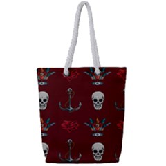 Tattoo-old-school-background-pattern Full Print Rope Handle Tote (small)