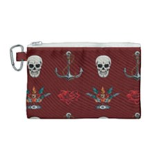 Tattoo-old-school-background-pattern Canvas Cosmetic Bag (medium)