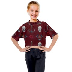 Tattoo-old-school-background-pattern Kids Mock Neck Tee