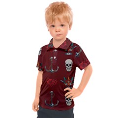 Tattoo-old-school-background-pattern Kids  Polo Tee