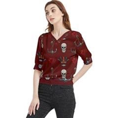 Tattoo-old-school-background-pattern Quarter Sleeve Blouse