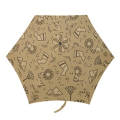 Egyptian-seamless-pattern-symbols-landmarks-signs-egypt Mini Folding Umbrellas by Jancukart