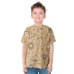 Egyptian-seamless-pattern-symbols-landmarks-signs-egypt Kids  Cotton Tee