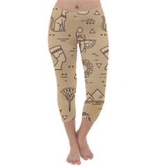 Egyptian-seamless-pattern-symbols-landmarks-signs-egypt Capri Winter Leggings 