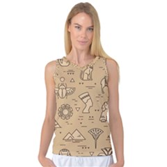 Egyptian-seamless-pattern-symbols-landmarks-signs-egypt Women s Basketball Tank Top