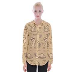 Egyptian-seamless-pattern-symbols-landmarks-signs-egypt Womens Long Sleeve Shirt