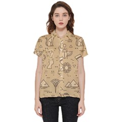 Egyptian-seamless-pattern-symbols-landmarks-signs-egypt Short Sleeve Pocket Shirt