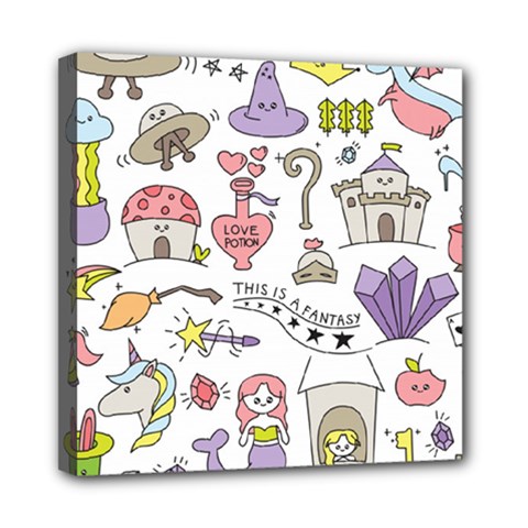 Fantasy-things-doodle-style-vector-illustration Mini Canvas 8  X 8  (stretched)